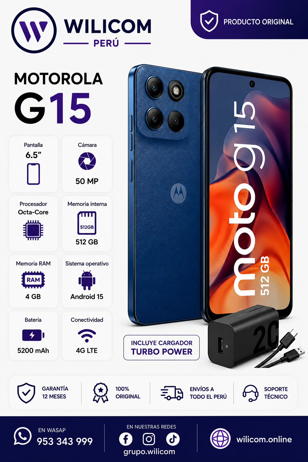 MOTOROLA G15 4RAM 512GB AZUL