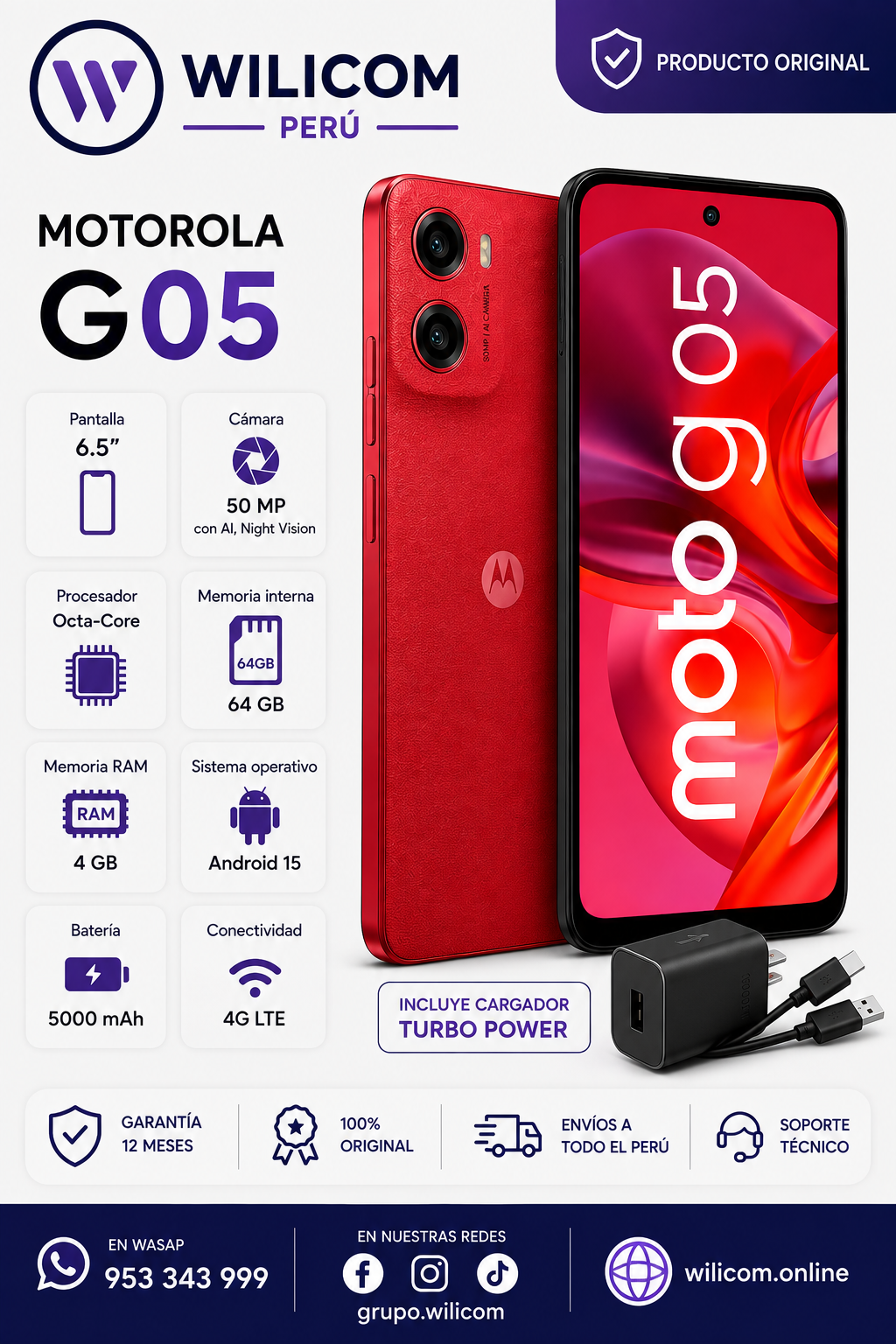 MOTOROLA G05 4RAM 64GB ROJO