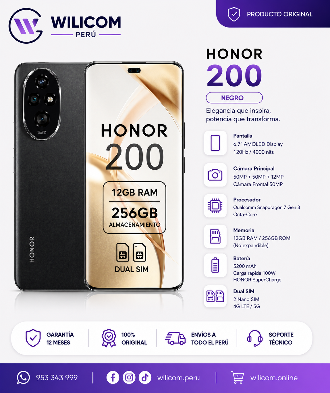HONOR 200 12GB RAM + 256GB Dual SIM