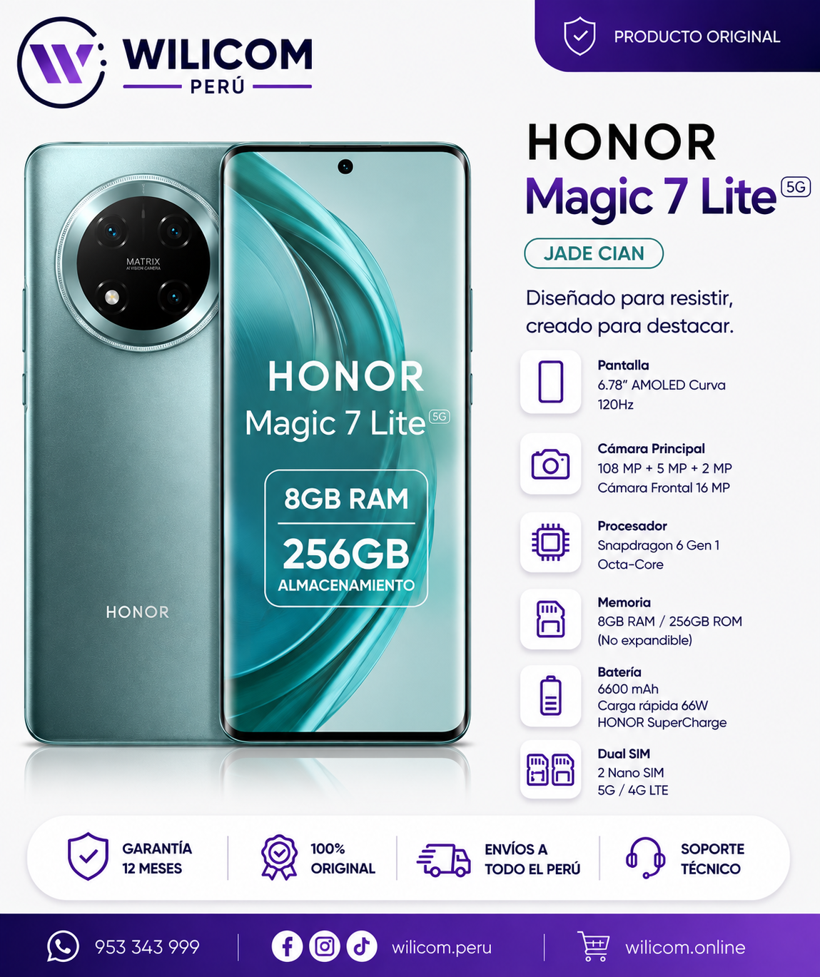HONOR Magic7 Lite 5G – 256GB / 8GB RAM – Dual SIM