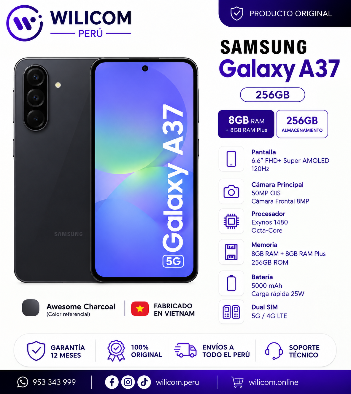 SAM GALAXI A37 8RAM 256GB NEGRO