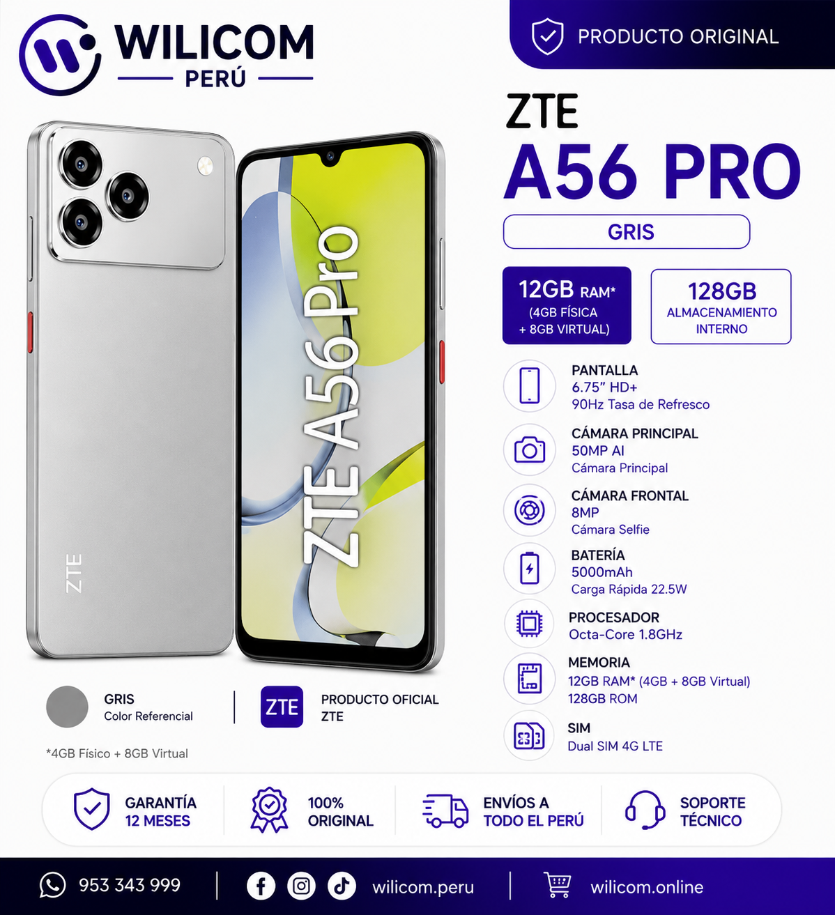 ZTE BLADE A56 PRO 4RAM 128GB GRIS