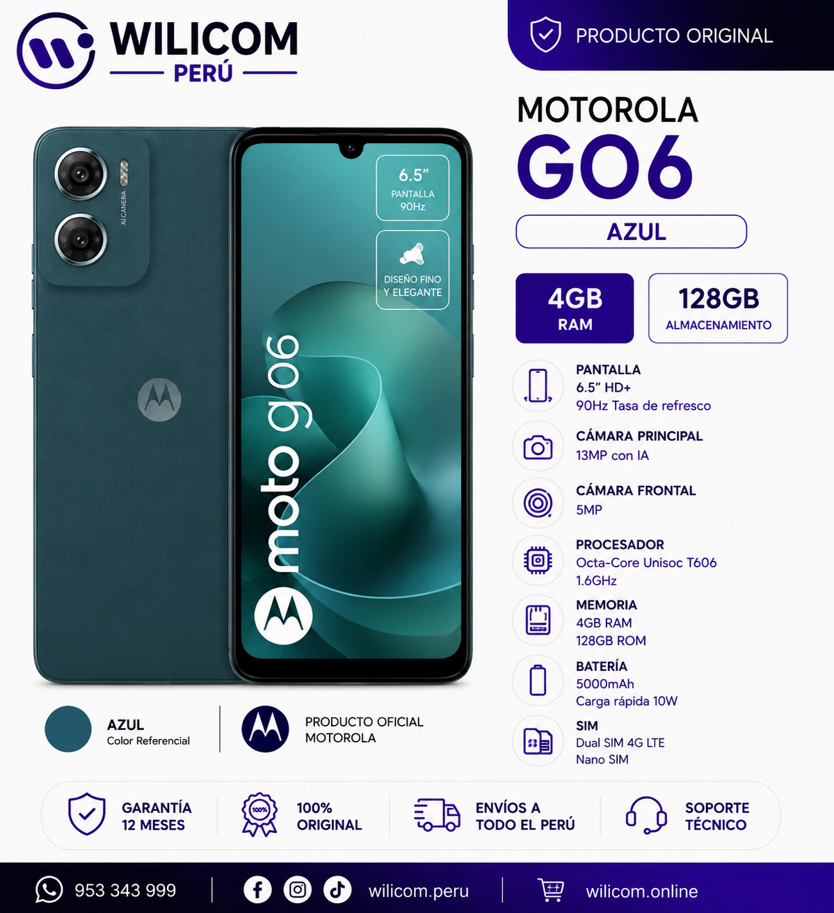 MOTOROLA G06 4RAM 128GB AZUL