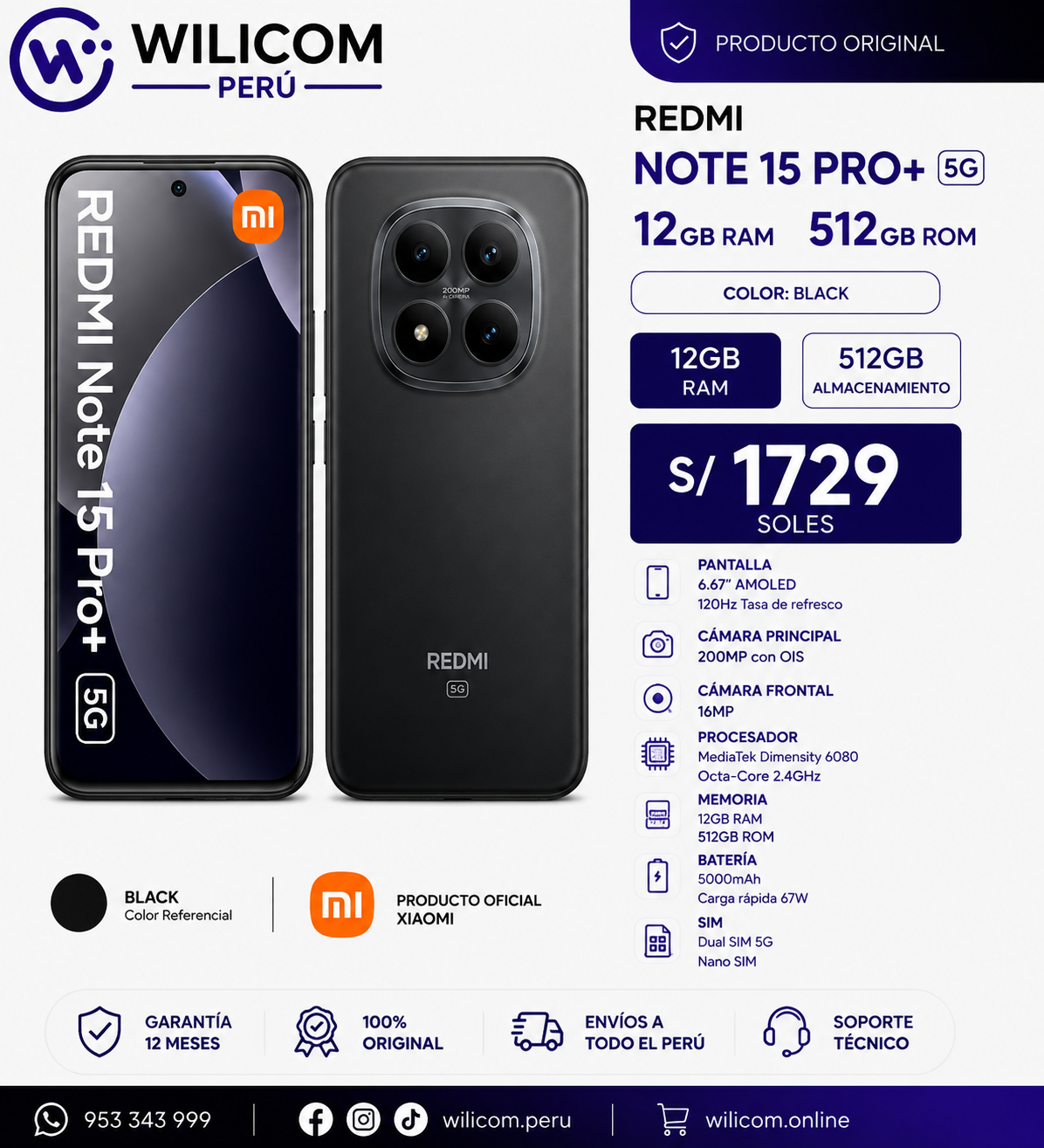 REDMI Note 15 Pro+ 12GB RAM 512GB Black