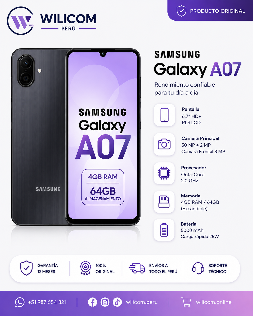 SAM GALAXI A07 4RAM 64GB NEGRO
