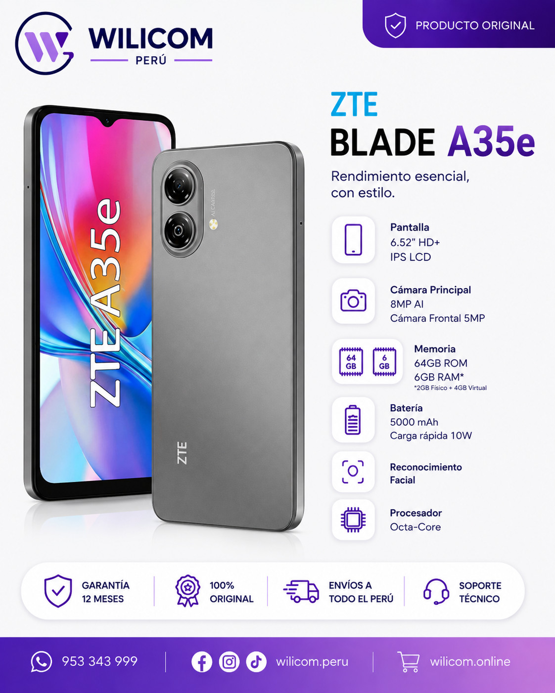 ZTE A35e 2RAM 64GB GRIS