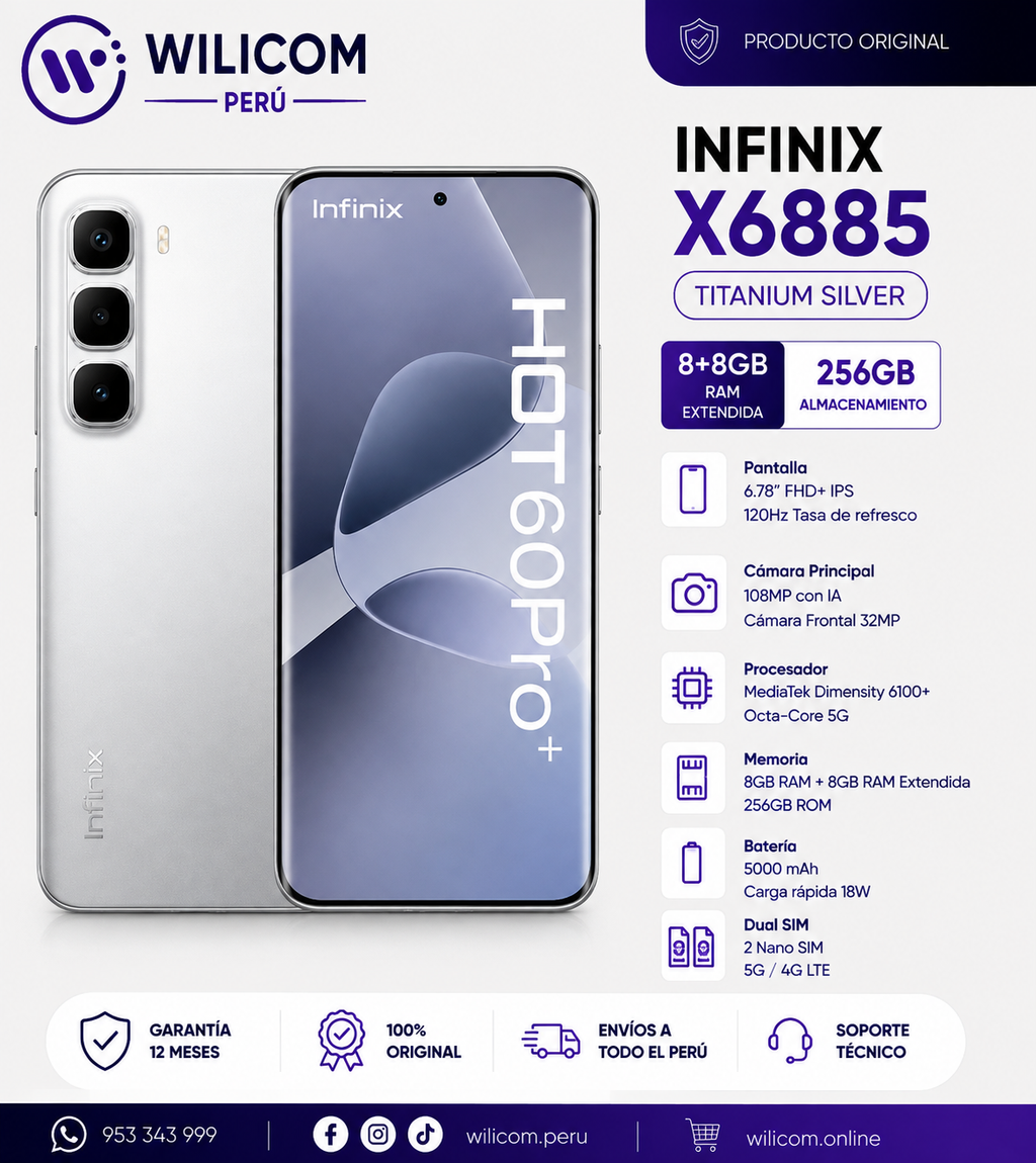INFINIX X6885 8+8GB RAM 256GB Titanium Silve