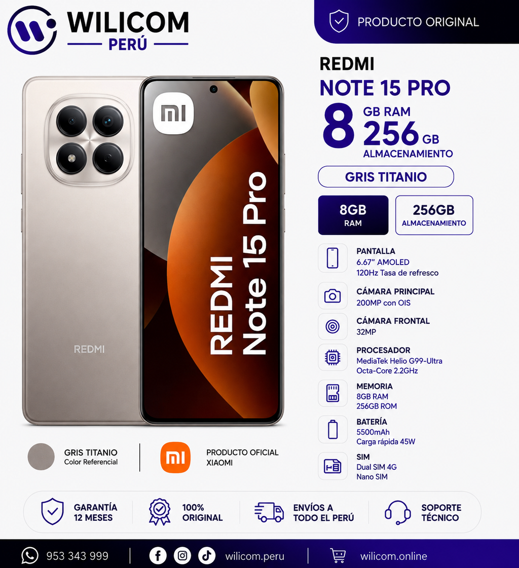 REDMI Note 15 Pro 8GB RAM 256GB TITANIO