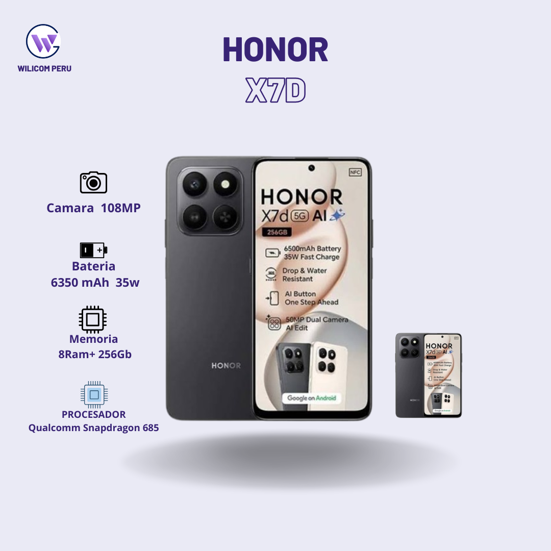 HONOR X7D 8GB+256GB Negro Nocturno