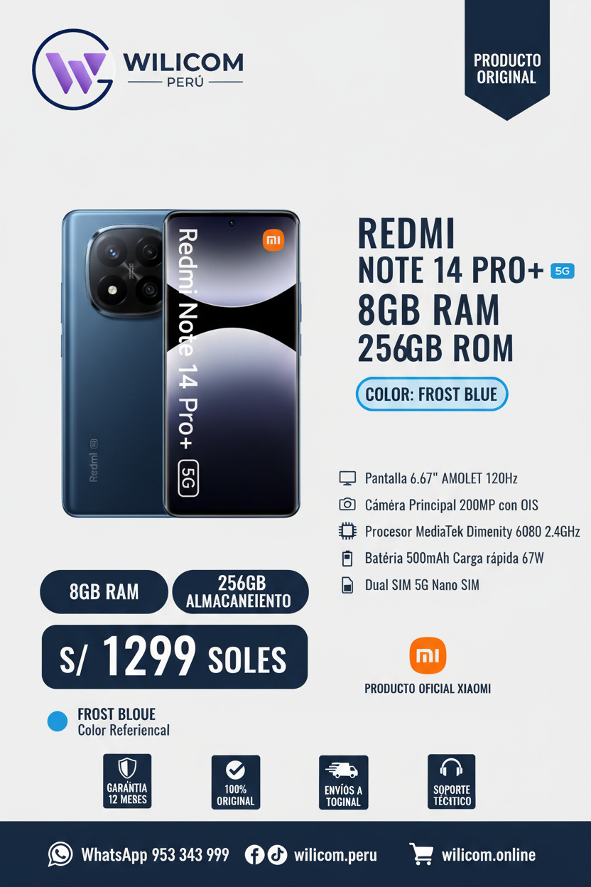 REDMI Note 14 Pro+ 5G 8GB RAM 256GB Frost Blue