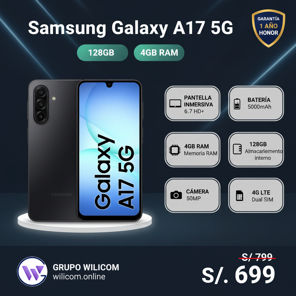 SAMSUNG GALAXY A17 4GB RAM 128GB NEGRO